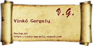 Vinkó Gergely névjegykártya
