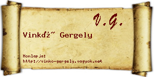 Vinkó Gergely névjegykártya